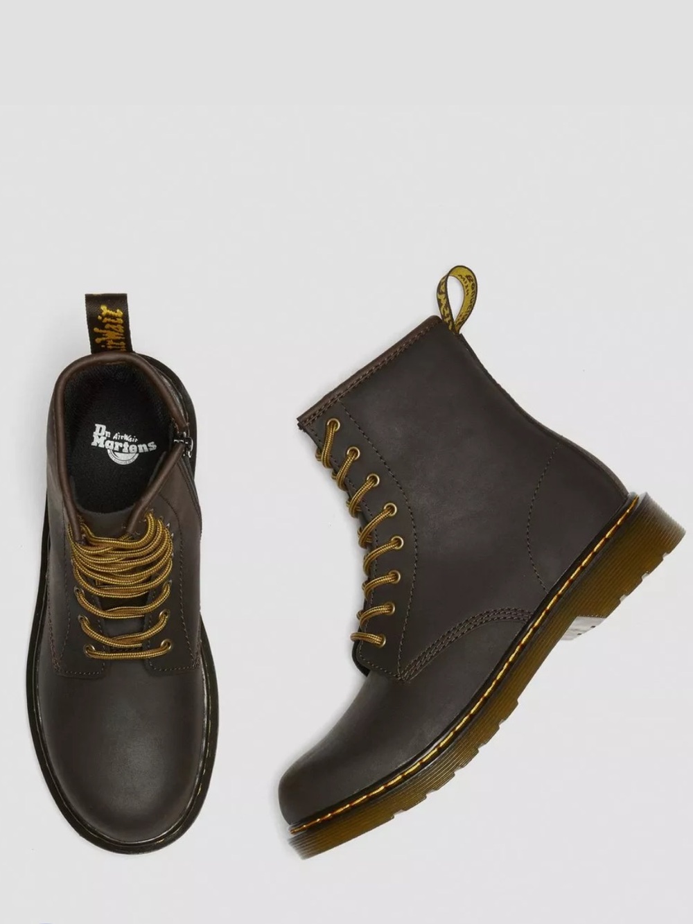Dr. Martens Kids Boots - Brown with Yellow Laces